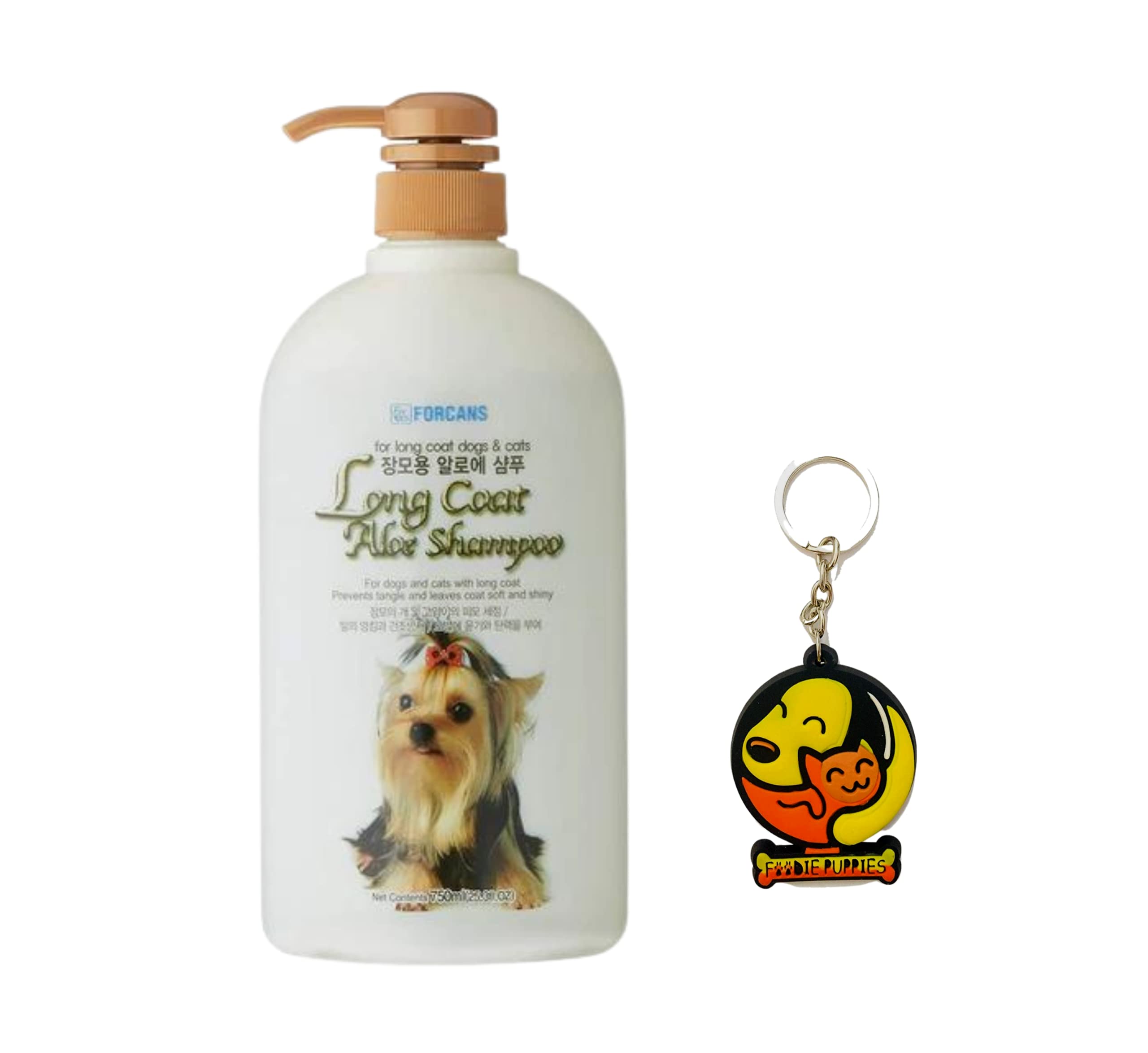 Foodie Puppies Forbis/Forcans Long Coat Aloe Dog & Cat Shampoo-750Ml With Free Key Ring