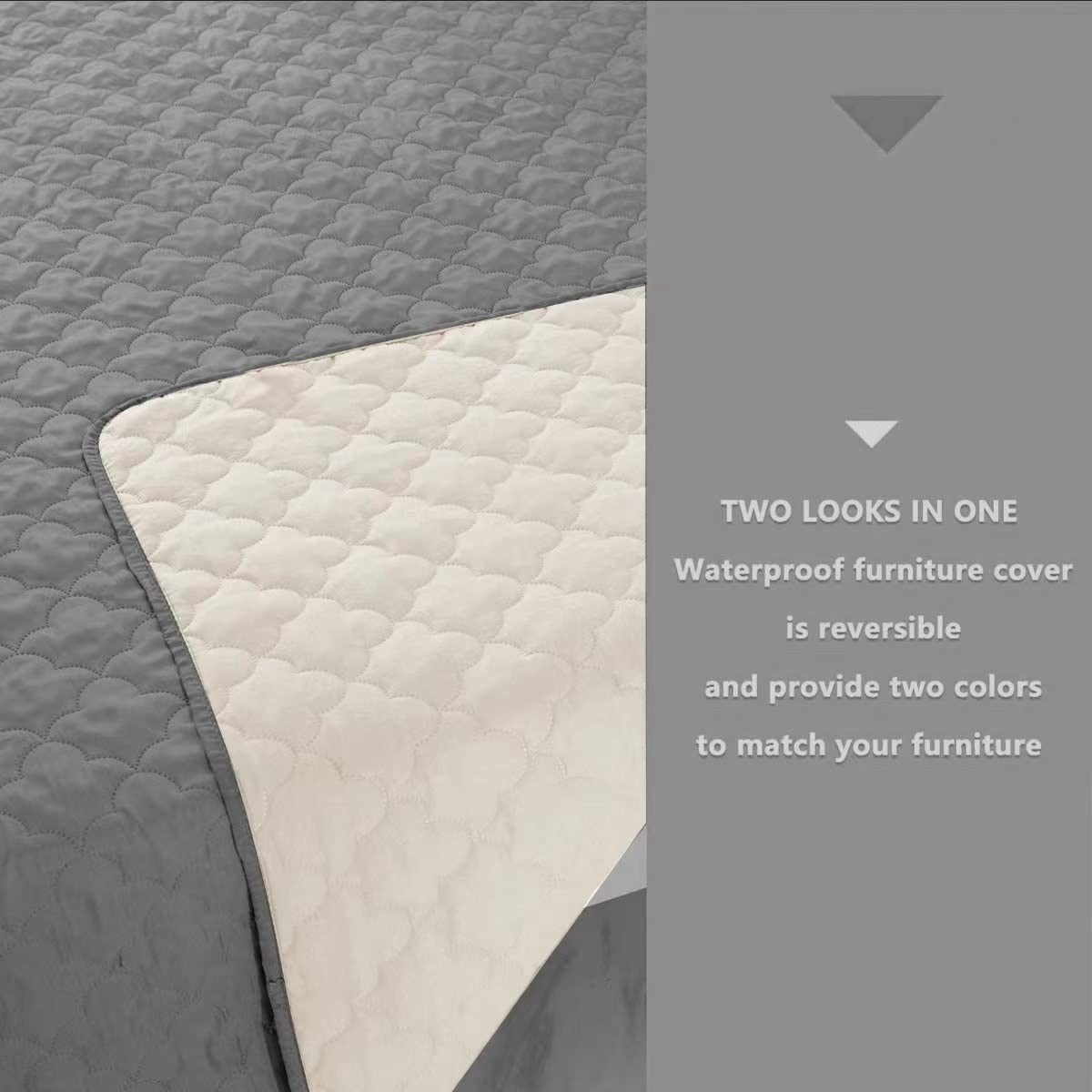 Dog Blankets for Couch Protection Waterproof Dog Bed Covers Pet Blanket Furniture Protector (Grey+Ivory, 82x86)