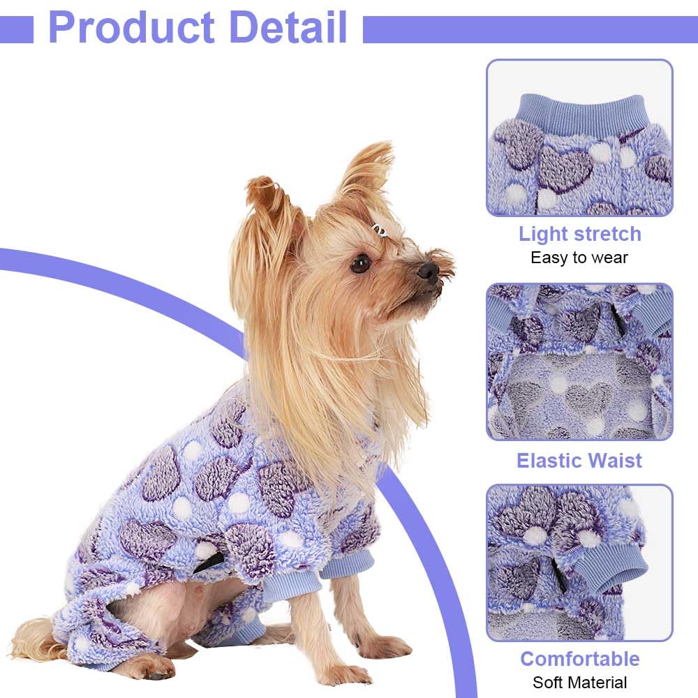 Sebaoyu Dog Sweater For Small Fleece Pajamas Girl Boy Warm Love Pet Clothes Puppy Winter Cute Tiny Outfit Pjs 4 Legs Jumpsuit Yo