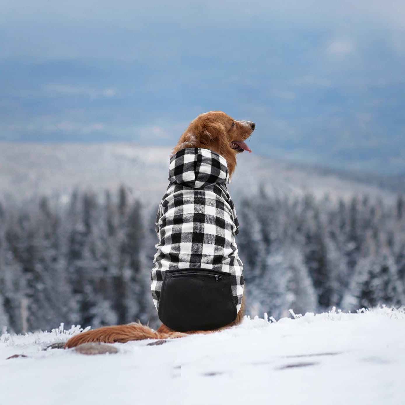 Mrcopetal Plaid Dog Clothes Sweatshirt With Soft Brushed Fleece And Zipper Pocket For Dog Winter Coat In Small, Medium, Large &