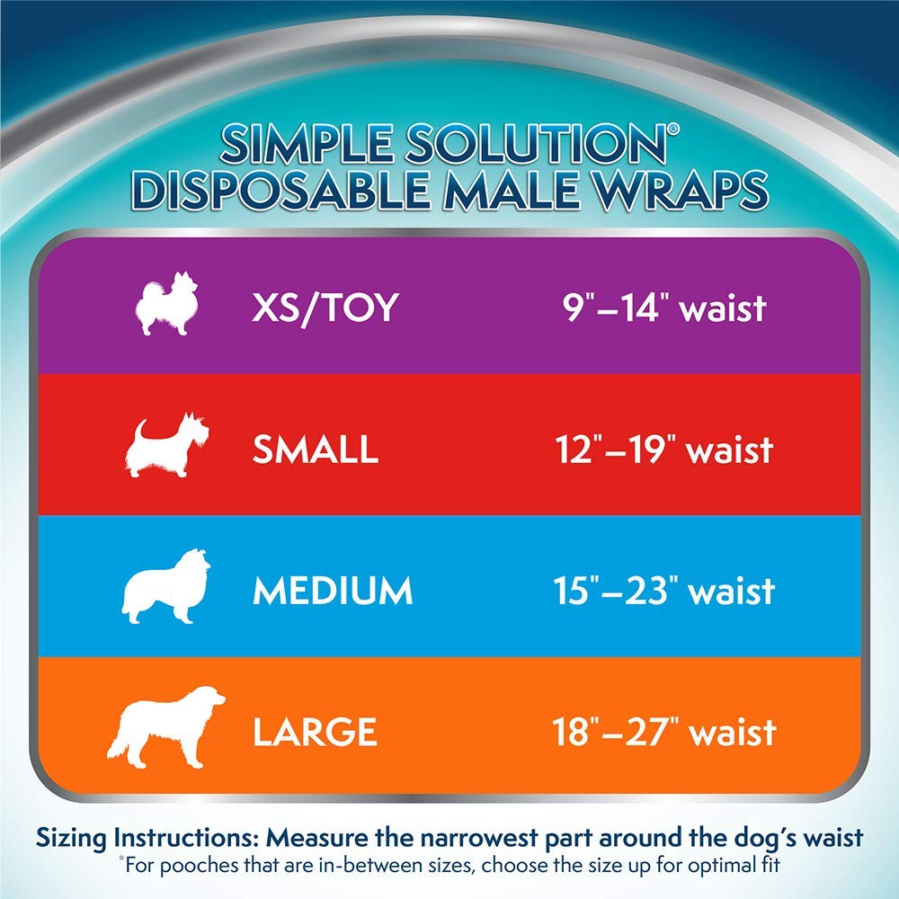 Simple Solution Disposable Dog Diapers for Male Dogs  Male Wraps with Super Absorbent Leak-Proof Fit  Large  12 count