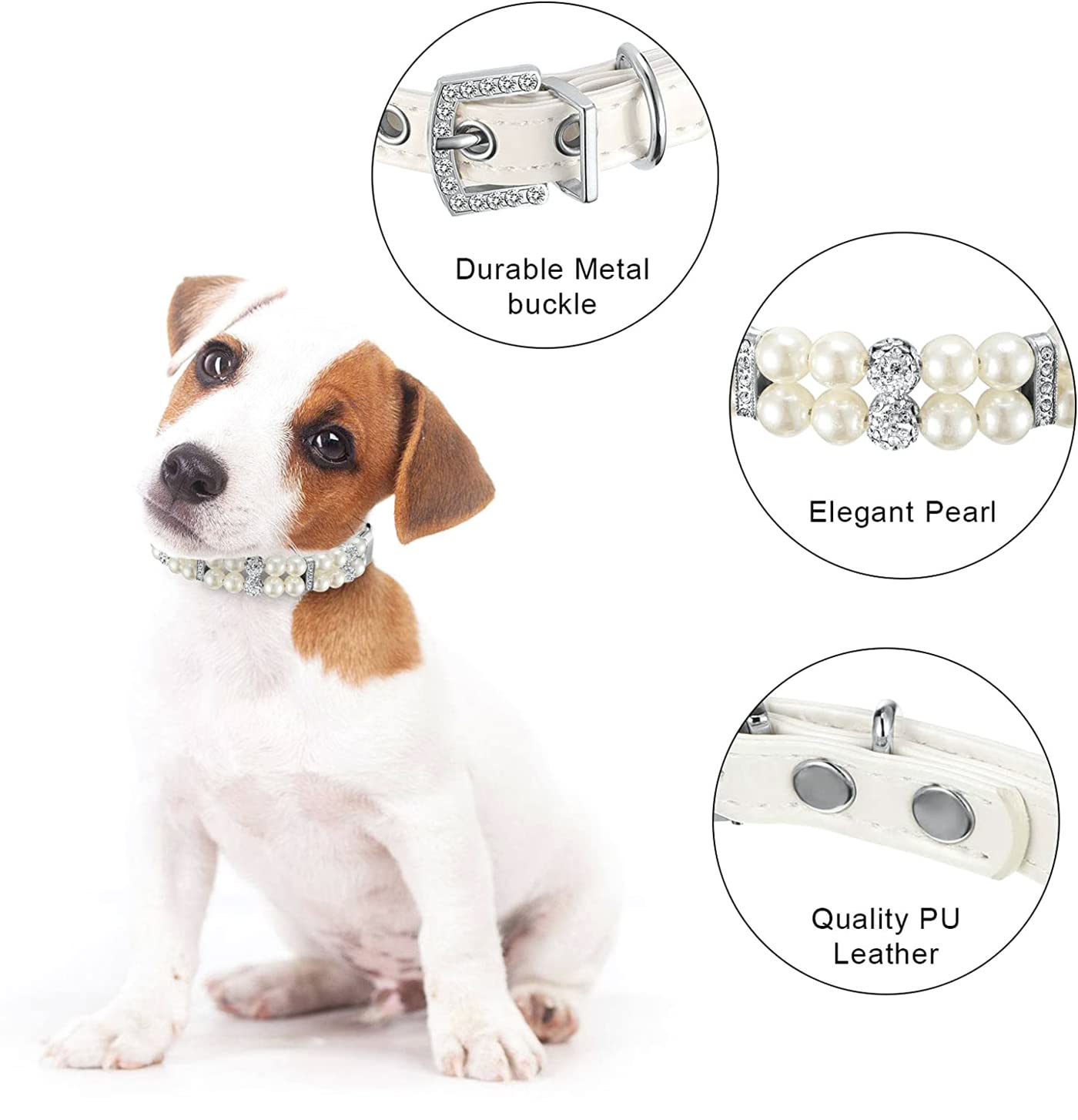 Pink Pearl Dog Collars For Small Dogs, Pearl Cat Collar Pu Leather, Female Dogs Necklace With Crystal Rhinestone Jewlled For Puppy Kitten Xs Small Medium Dogs Wedding & Birthday Gift, S