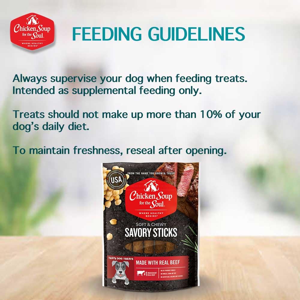 Chicken Soup for the Soul All Natural Premium Savory Sticks Soft & Chewy Dog Treats, Real Beef First Ingredient, No by-Products,