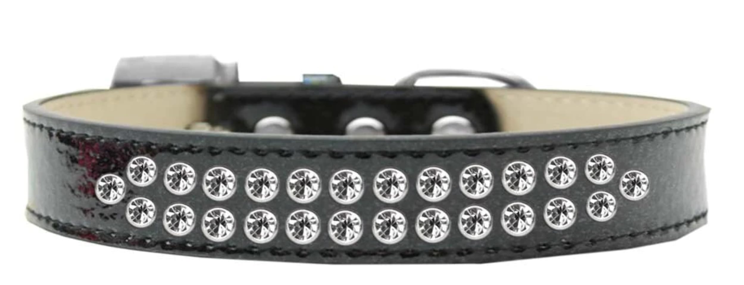 Dog, Puppy & Pet Ice Cream Collar, Two Row Clear Crystal Rimsets Silver 18