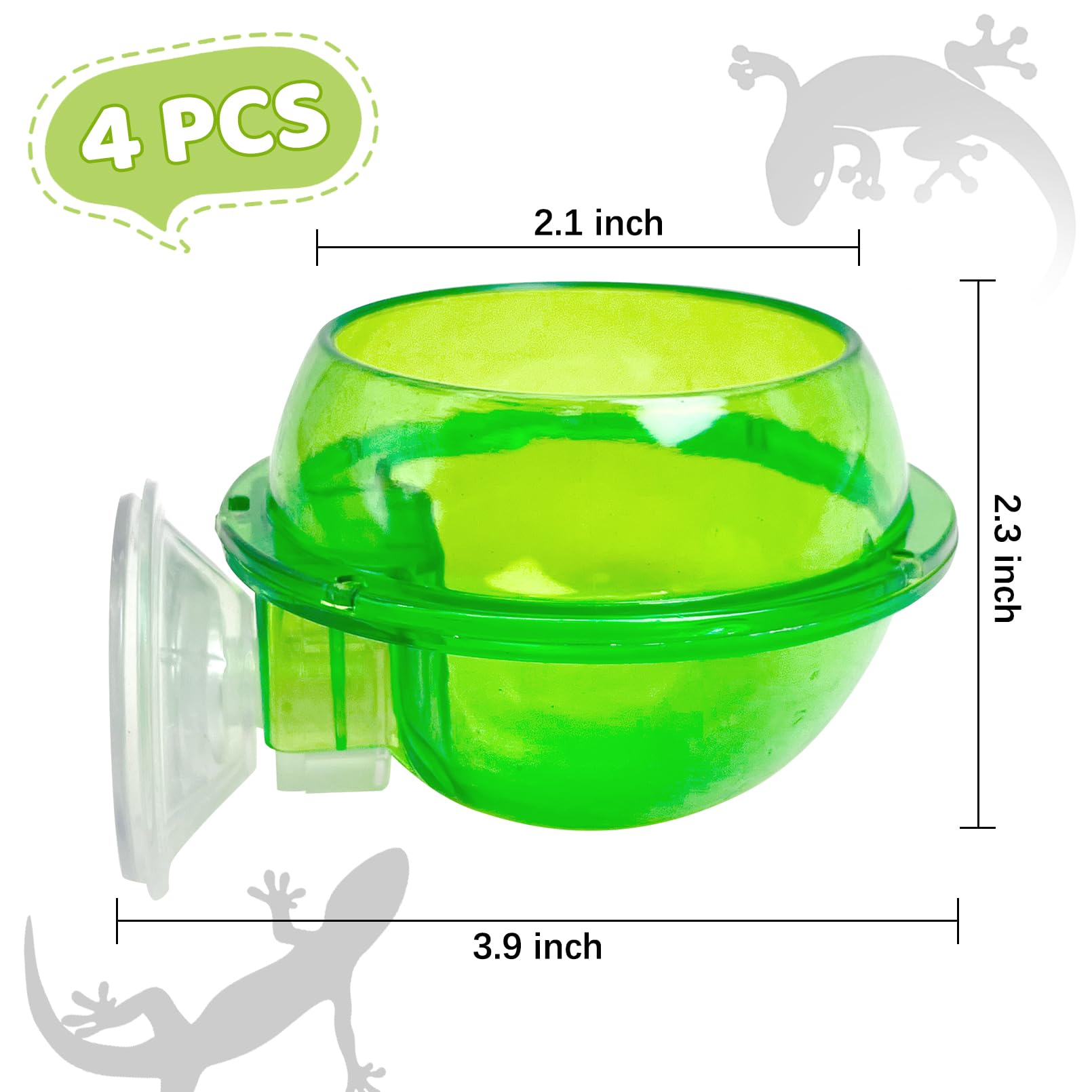 Tfwadmx Chameleon Bowl, Reptile Feeding Feeder,Worm Live Fodder Container, Water Dish Gecko Ledge Suction Cup Feeder Chameleon S