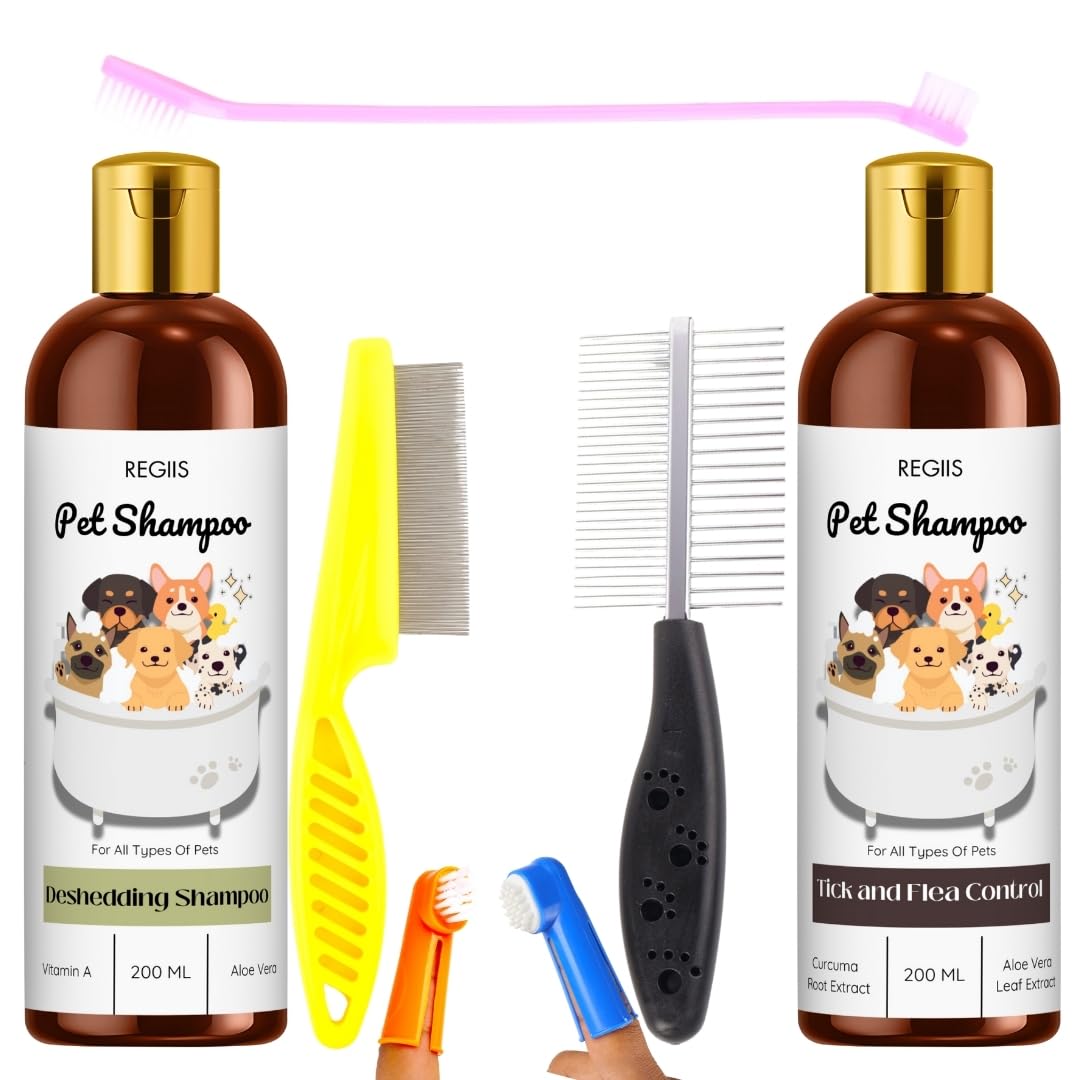 Pet Grooming Set, 5Piece Professional Dog Brush Kit With Deshedding Tool, Grooming Glove, Massage Brush, Metal Comb For All Bre