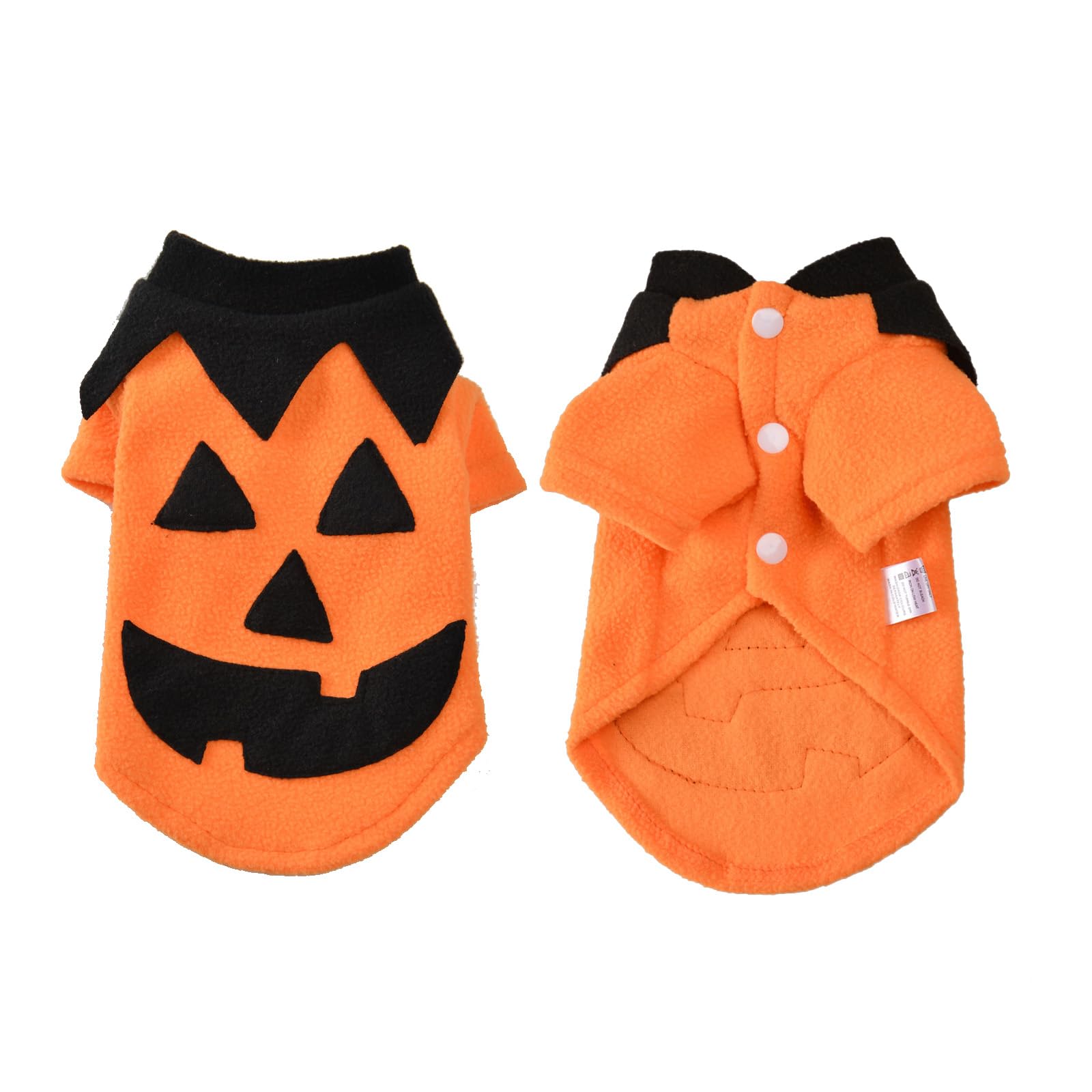 Vavious Black Pumpkin Face Spooky Halloween Dog Sweater Fleece Warmth Winter Coat Orange X-Small
