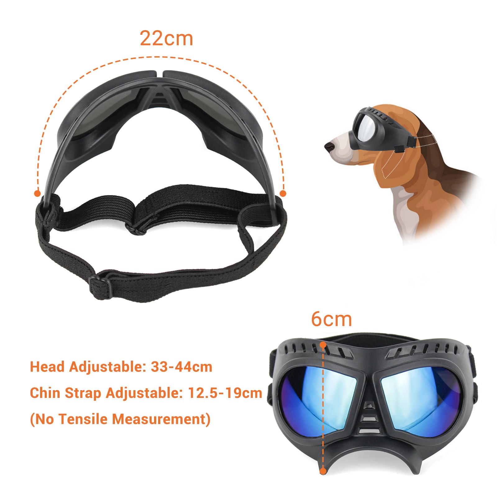 Billionchains Dog Goggles Windproof For Small-Medium Breeds Dog Sunglasses Anti-Uv With Adjustable Straps For Small Dog - Blue