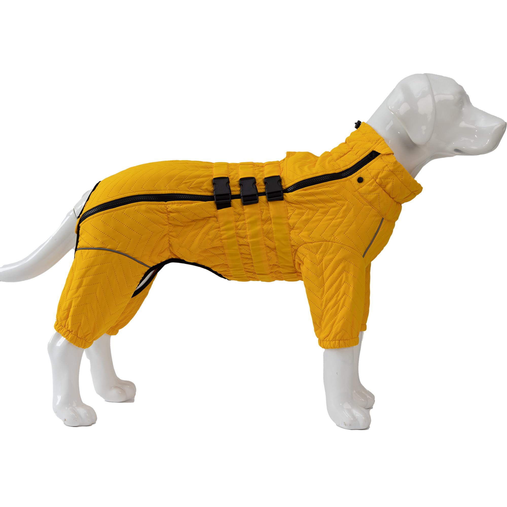 Warm Dog Coat Double Layers Dog Vest, 6 Legs Covered Windproof Waterproof Reflective Warm Dog Vest Outdoor Skating Dog Costume For Small Medium Large Dogs Yellow S