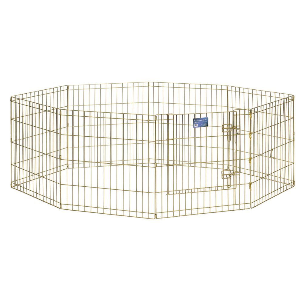 Midwest Homes For Pets Dog Exercise Pen & Playpen, 24'W X 48'H, No Door, Gold Zinc