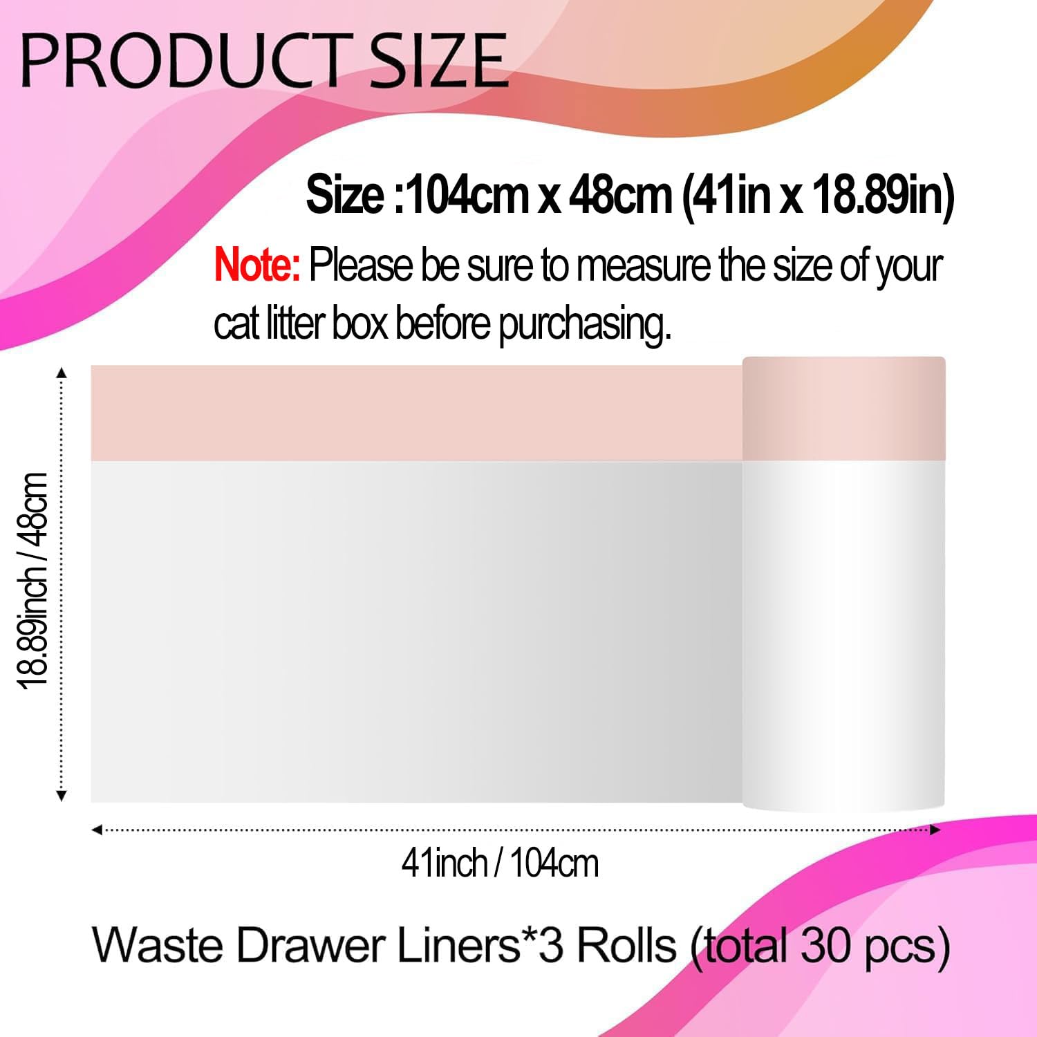 Naielfopet 30 Count 41'' X 19'' Extra Large Litter Box Liners, Disposable Durable And Heavy Duty Drawstring Pet Waste Bags Suit
