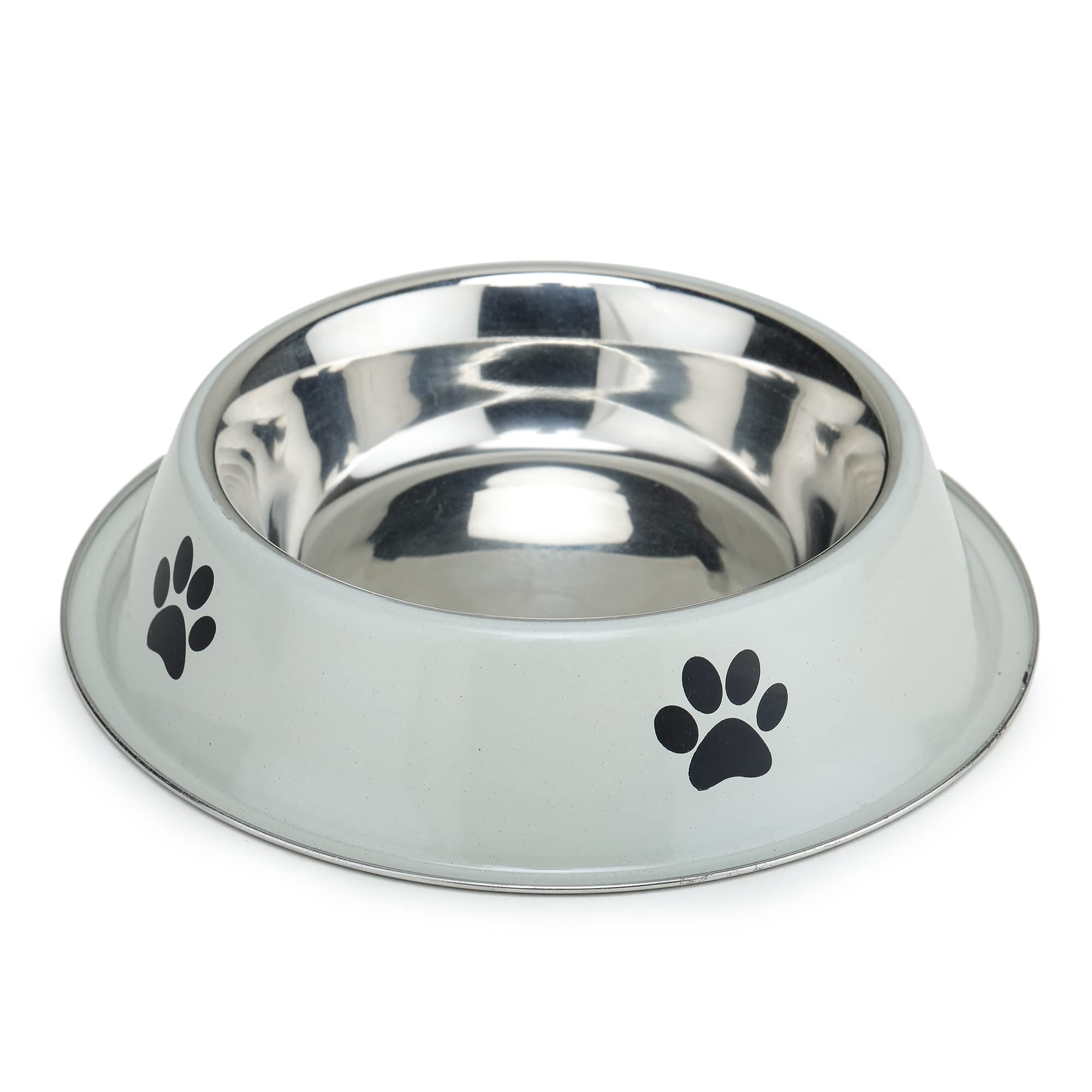Meenamart.Com Stainless Steel Dog And Cat Feeding Bowl Round Steel Pet Bowl Cream. (Size500Ml)