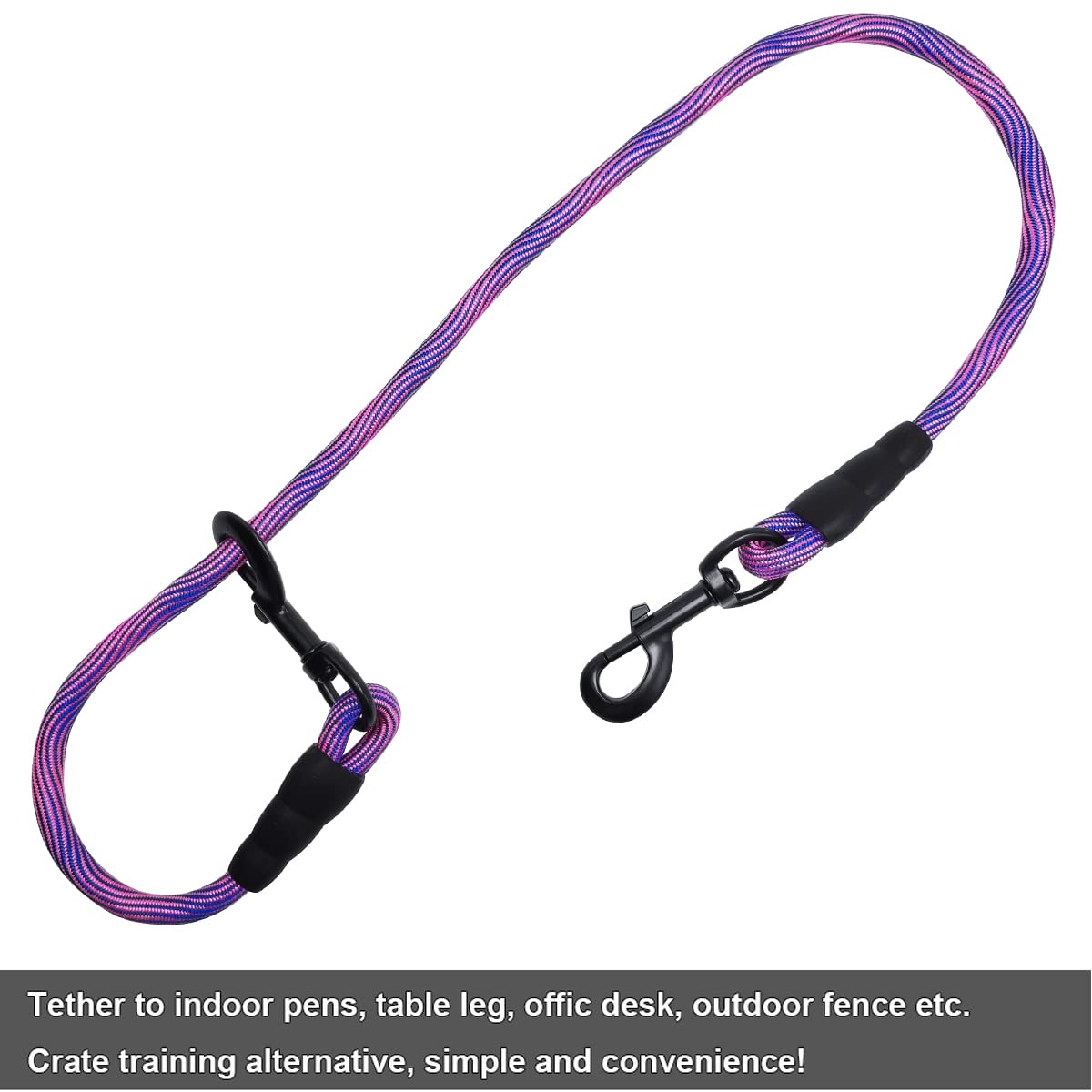 Btinesful 3Ft Dog Tie Down, Nylon Rope Short Dog Tether Indoor Training Safety Vehicle Tether For Large Medium Strong Puppy Pink Blue