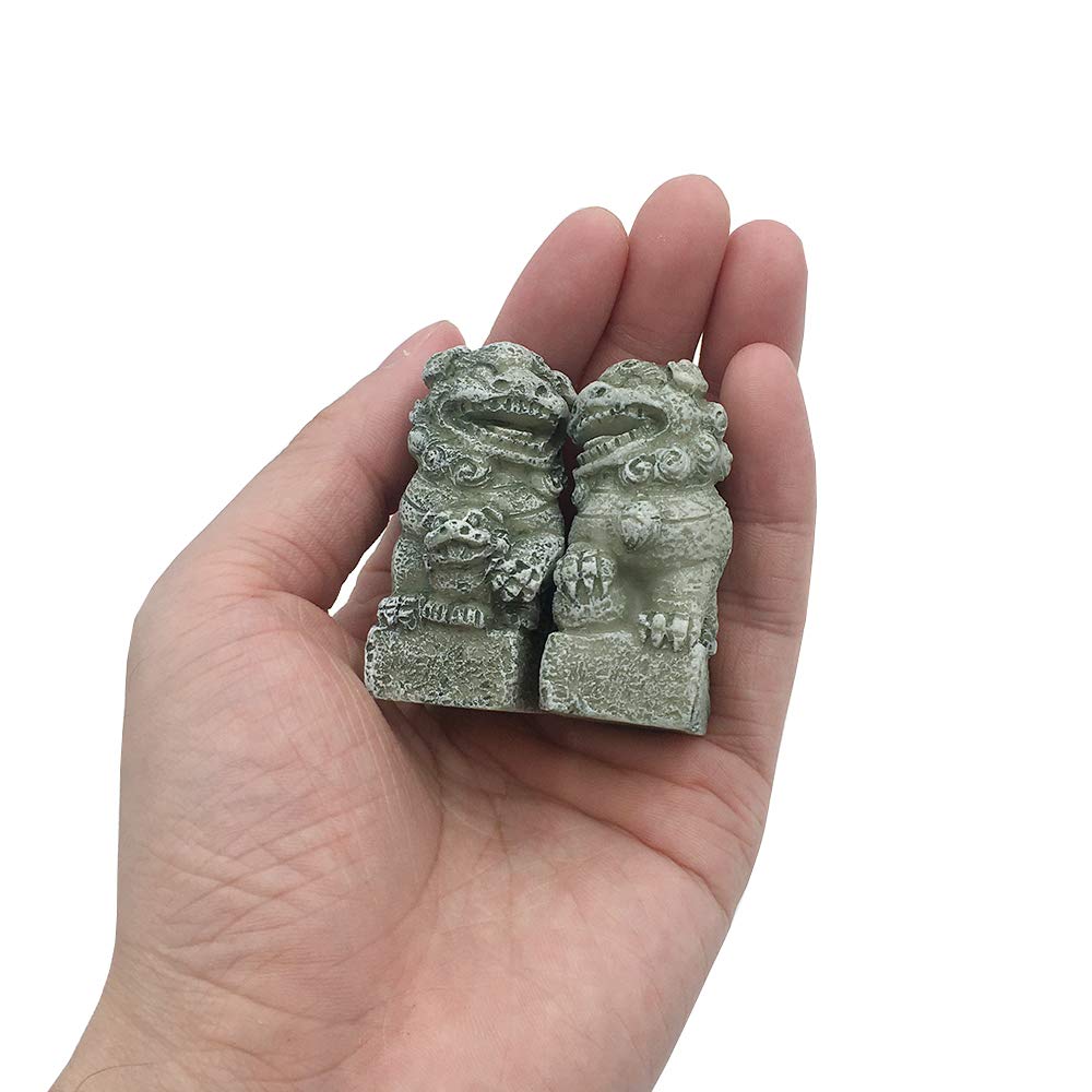 Smoothedo-Pets Fish Tank Decorations Aquarium Decoration Mini/Pair Size Ornaments Accessories Fish Hides Asian Garden Fengshui Beast Dog Mini
