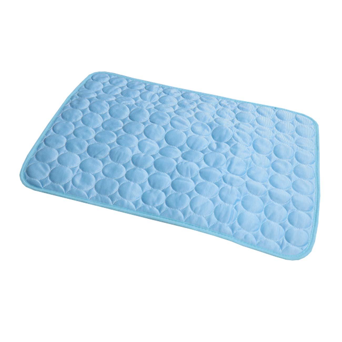 Wontee Pet Cooling Mat Dog Ice Silk Pad Blanket Washable Summer Sleeping Bed For Cats Dogs Kennel Sofa Bed Floor Travel Car Seats (Blue + Grey) (L)