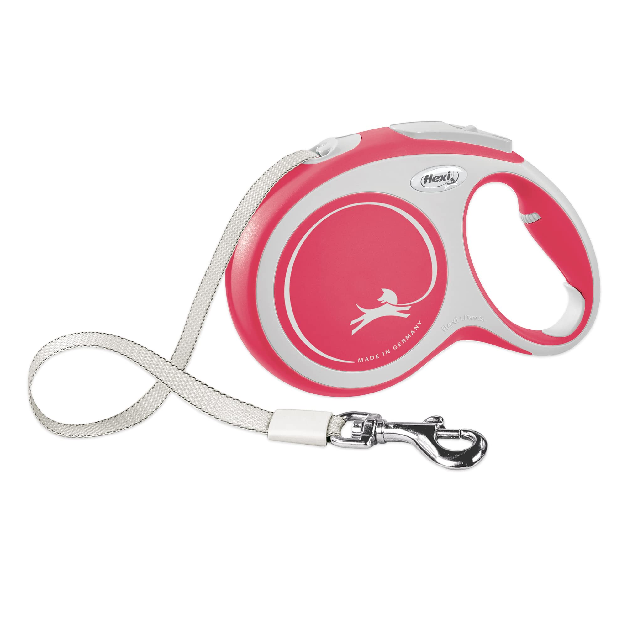 Flexi New Comfort Tape Retractable Dog Leashes For Large Dogs Upto 110 Lbs. - 26 Ft., Red/Pastel | Tangle Free Pet Walking Leash