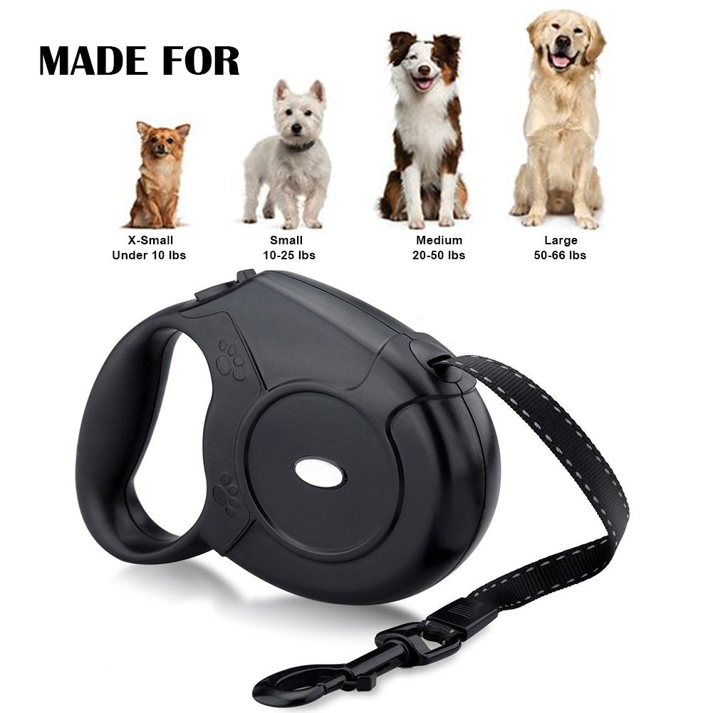 Elegant Comfort 16.4 Feet Nylon Retractable Dog Leash With Nylon Ribbon Cord, Hand Grip, One Button Brake & Lock For Medium Dogs