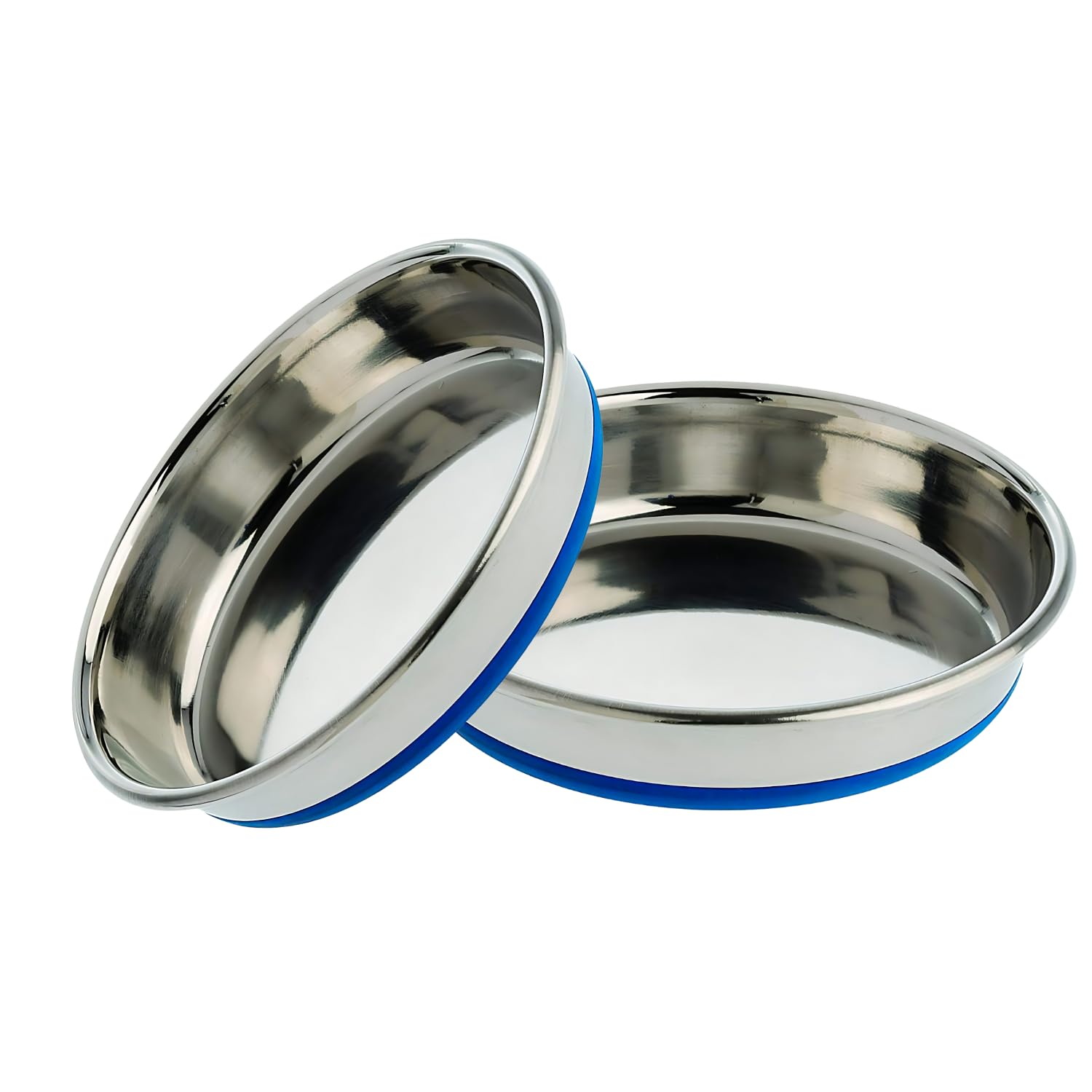 Royale Cat Dish Bowl, AntiSkid Stainless Steel Bowls For Puppy And Cat With Blue Rubber Base, Food & Water Bowl, Dog Food Bowl,