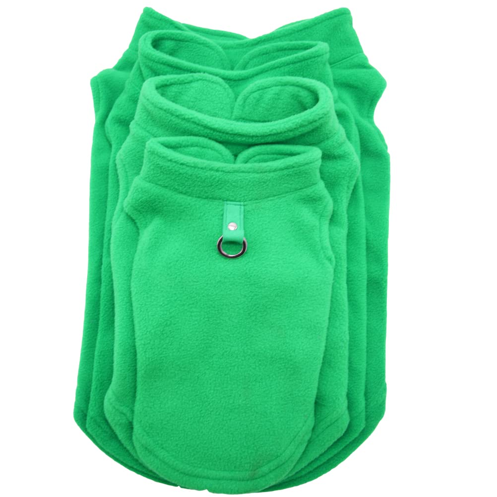 Dog Fleece Vest Soft Winter Jacket Sweater With D-Ring Leash Cold Weather Coat Hoodie For Small Medium Large Dogs Dark Green Sma