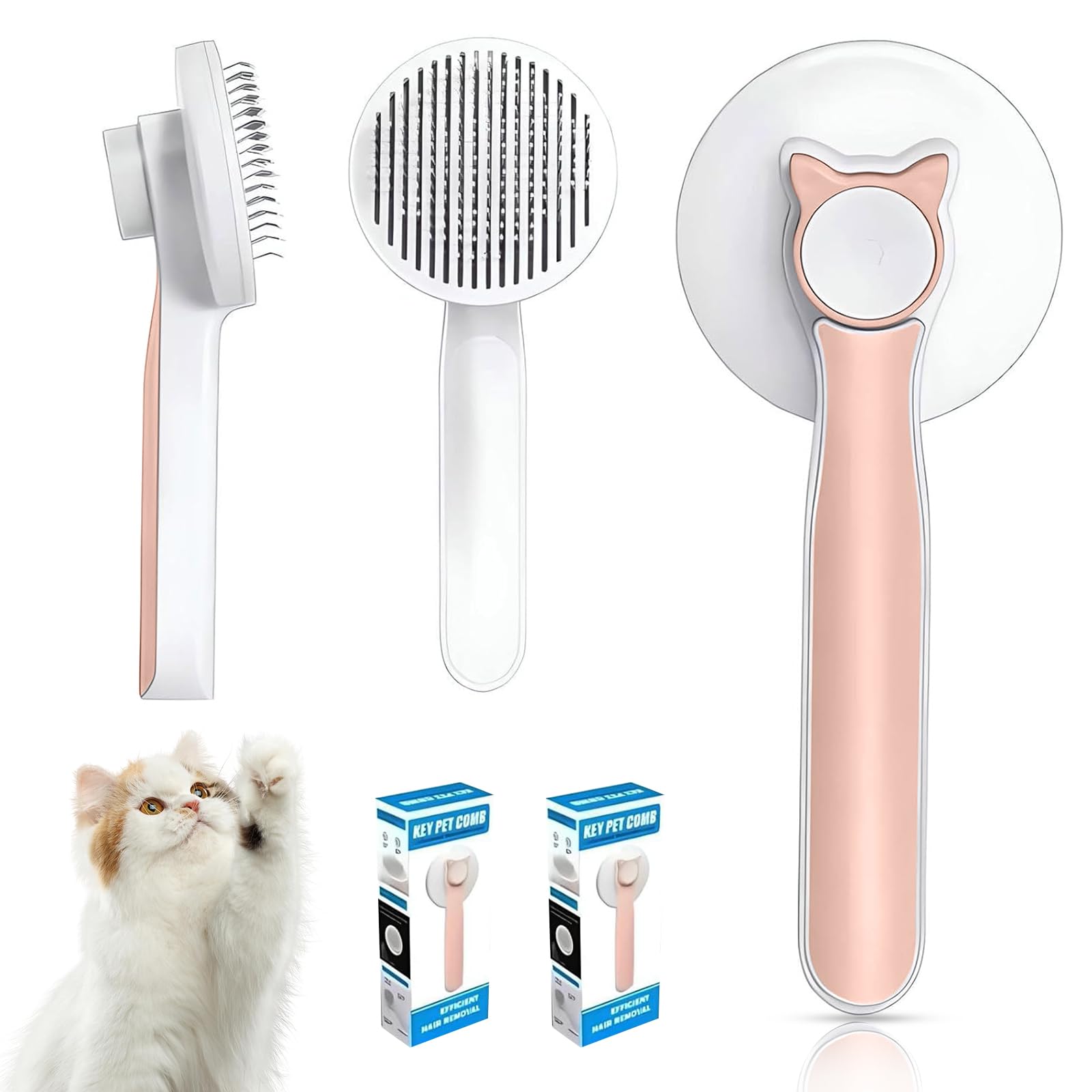 Pet Grooming Brush, Self Cleaning Slicker Brush For Dogs Cats, Gently Removes Loose Undercoat, Mats Tangled Hair, For Pet Massag