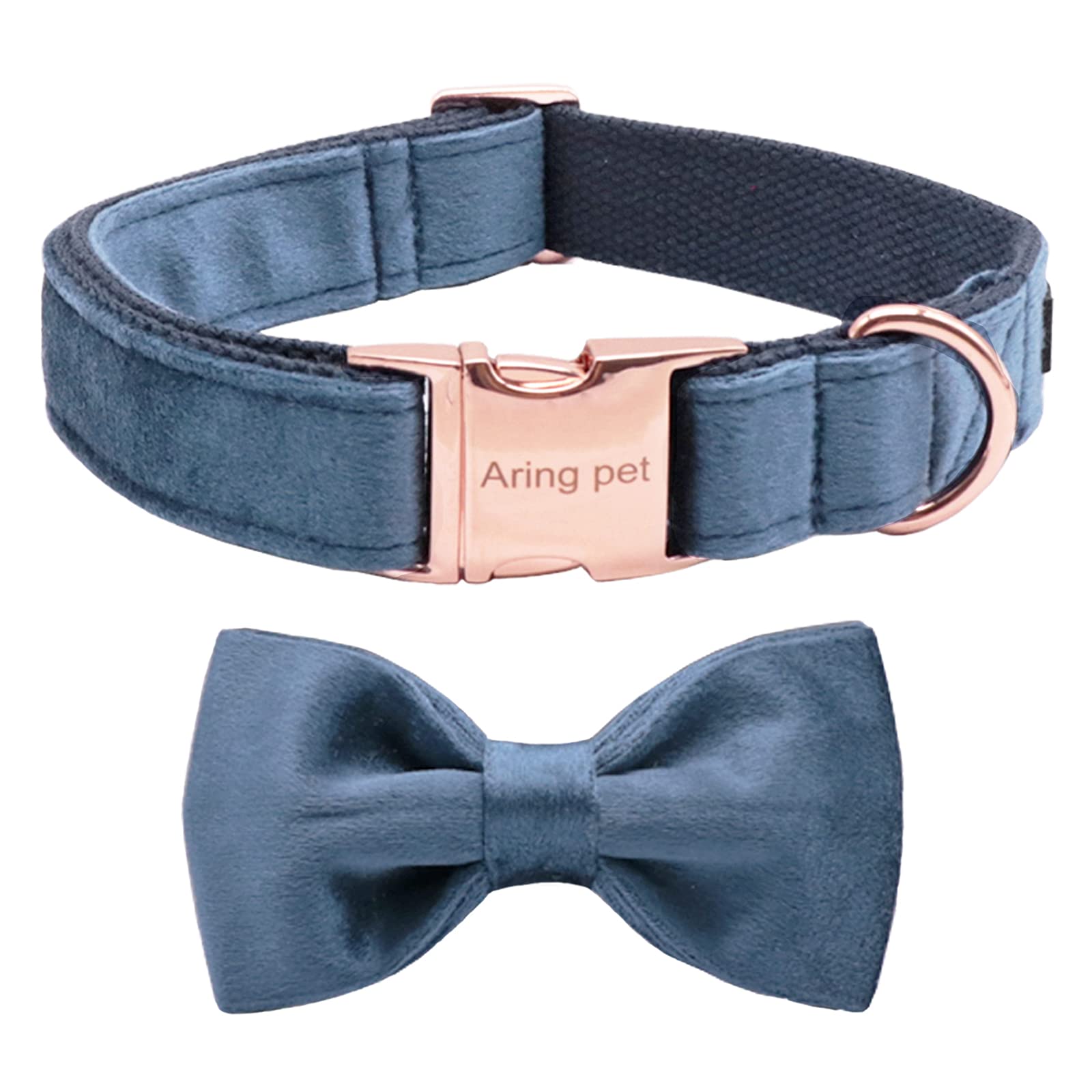 Aring Pet Bowtie Dog Collar-Velvet Dog Collars With Removable Bowtie, Cute & Comfortable Dog Collar.