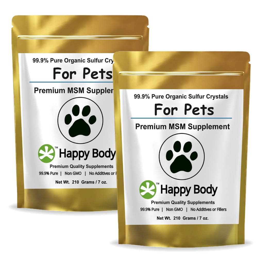 HAPPY BODY Pure MSM Joint Supplement for Dogs, Cats, & Horses - 100% Additive-Free - High Performance, Supports Senior Pets Well