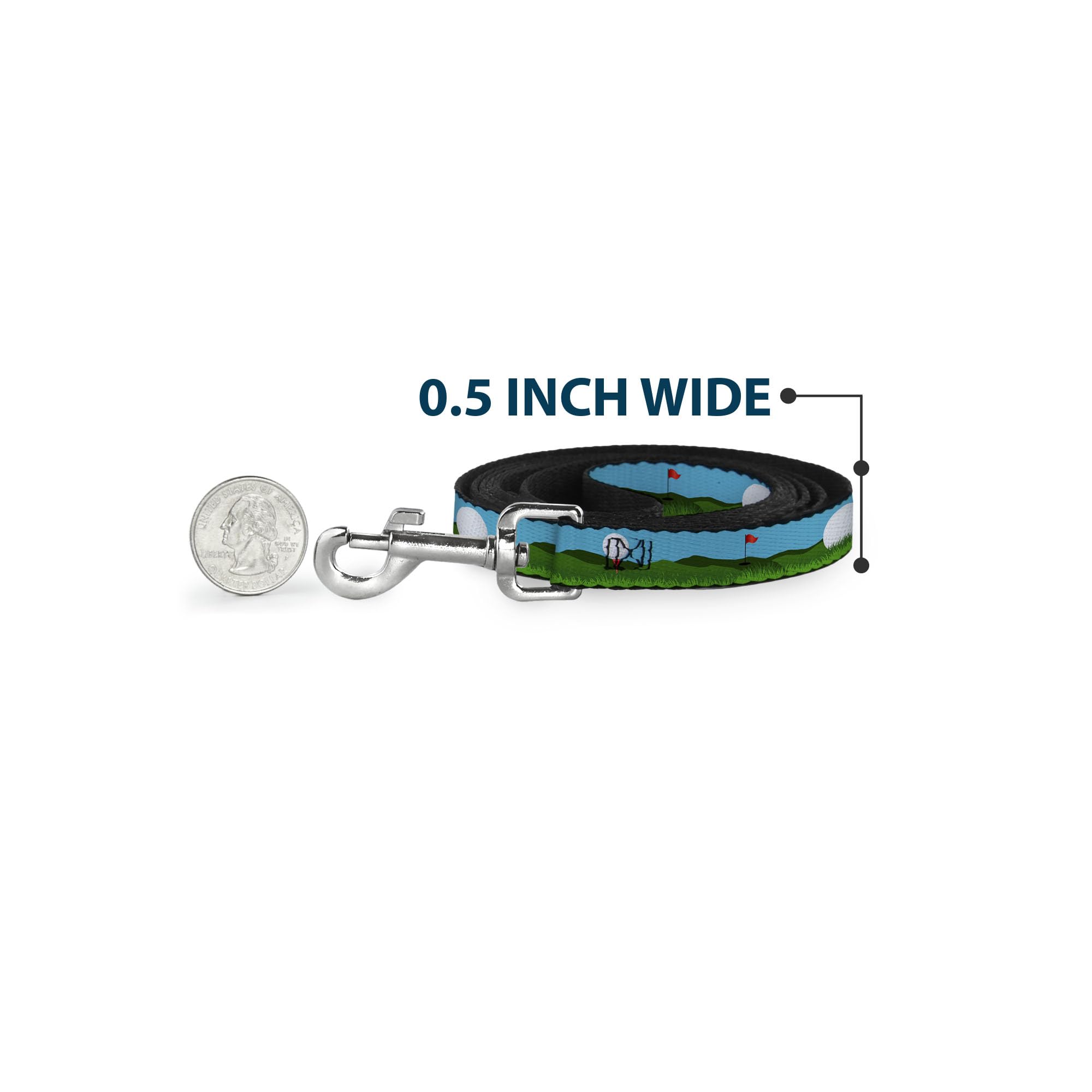 Dog Leash Golf Course Balls Holes Blues Greens 6 Feet Long 1.5 Inch Wide