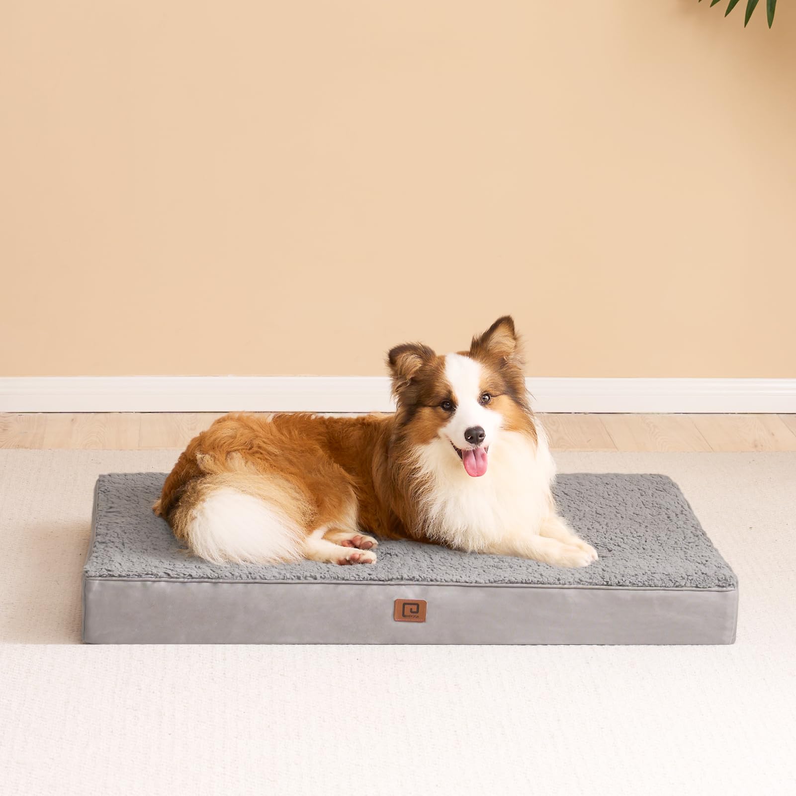 Eheyciga Orthopedic Foam Dog Bed, Medium, 30'L X 20'W X 3.5'Th, Light Grey