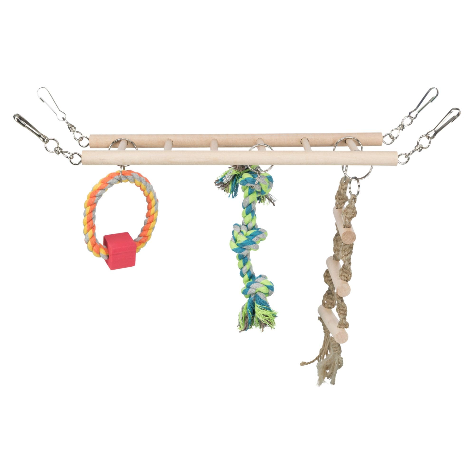 Trixie Small Animal Suspension Bridge, Hanging Cage Accessory, Climbing Toy With Ladder, Rope, And Ring, Ideal For Rats, Ferrets