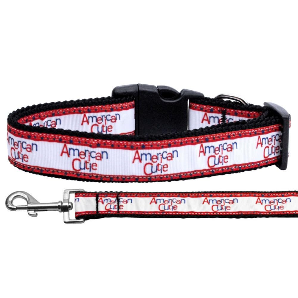 Mirage Pet Products American Cutie Ribbon Dog Collar with 1-Inch by 4-Feet Leash