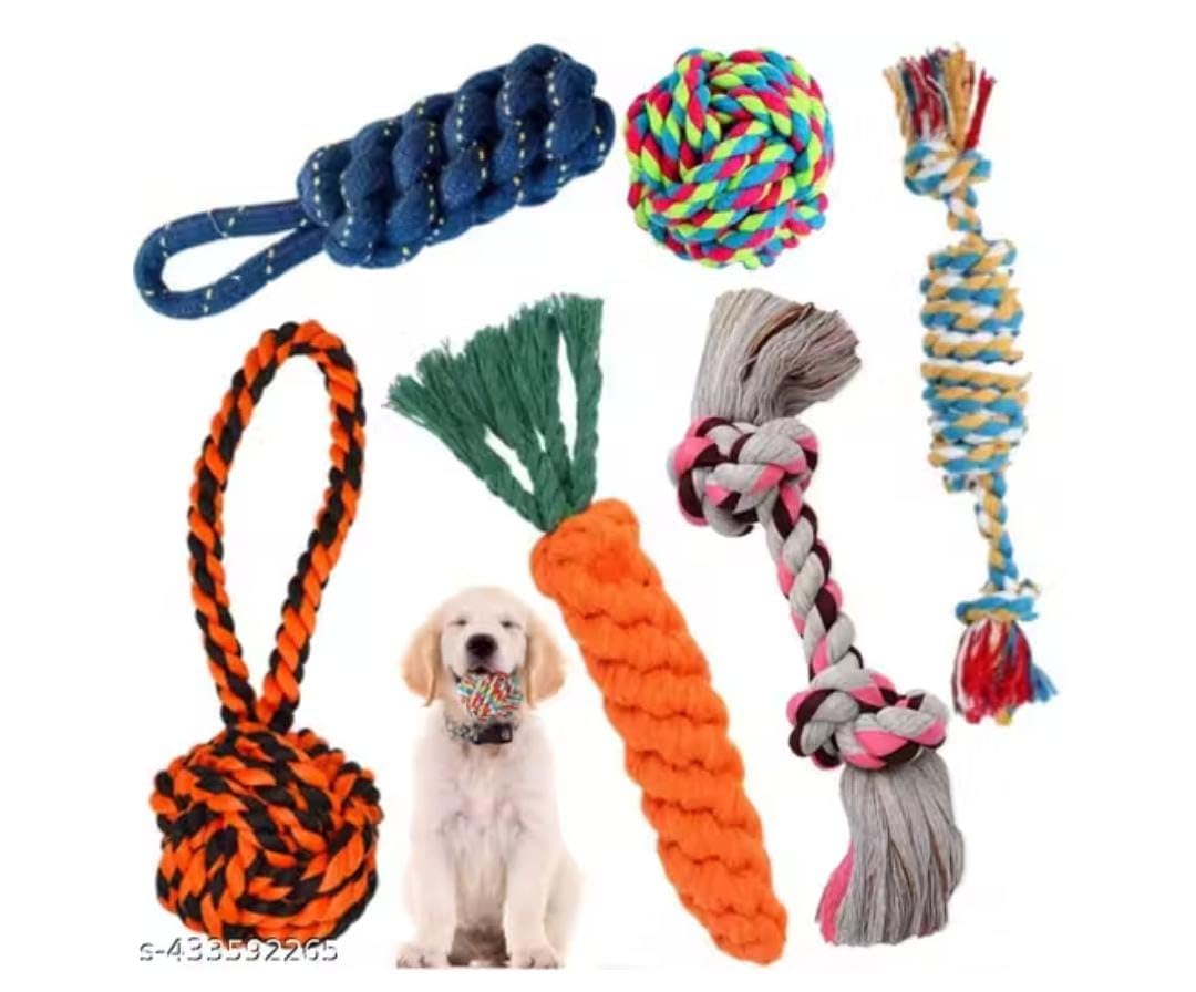 XAVTRA 6Pack Dog Rope Toys for Aggressive Chewers  Durable Cotton Chew Toy Set with Ball, Carrot & Tug Ropes for Small, Medium