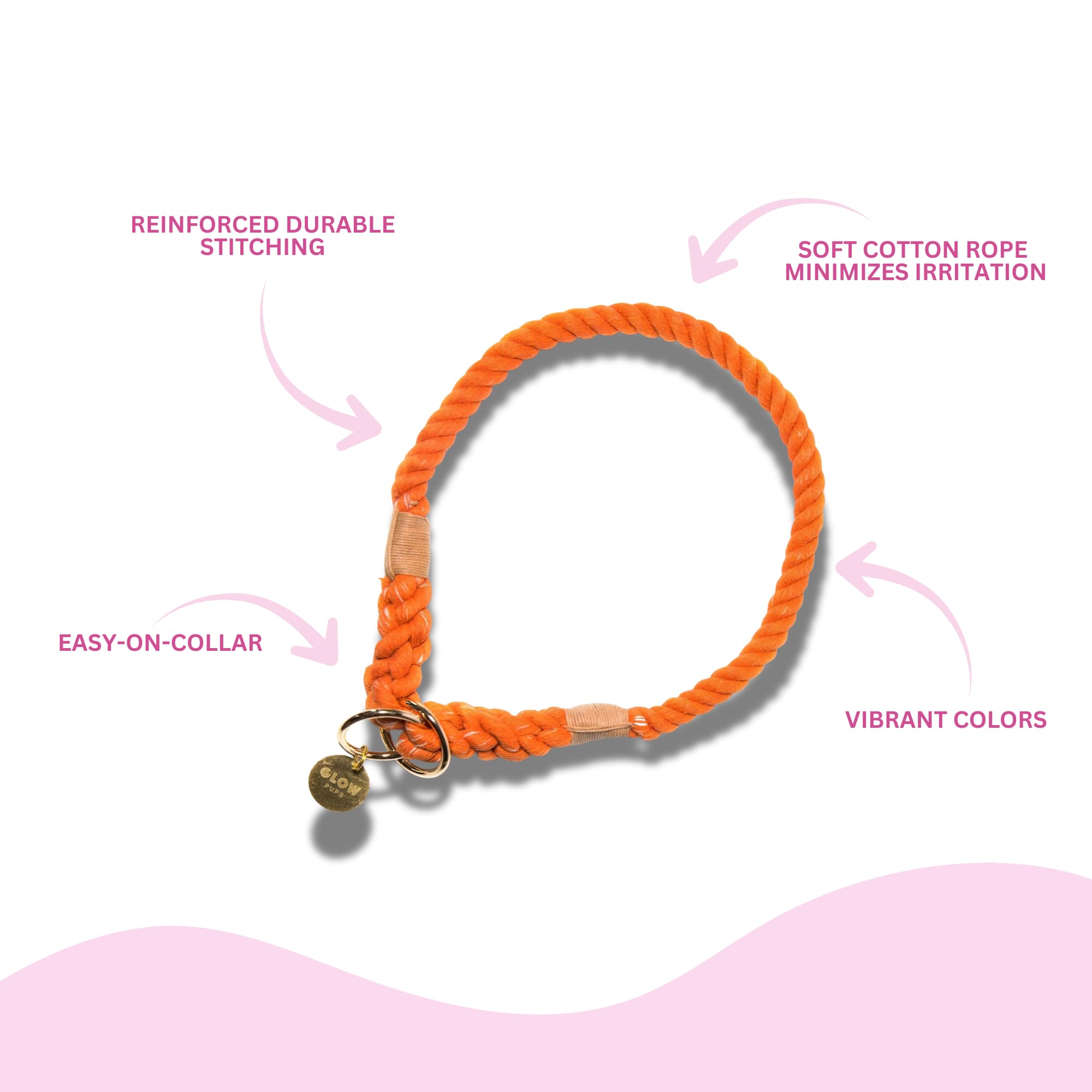 Glow Pups Slip Dog Collar, Handmade Ombre Rope Collar For Medium And Large Dogs, Durable Construction, Adjustable Fit, Easy Care