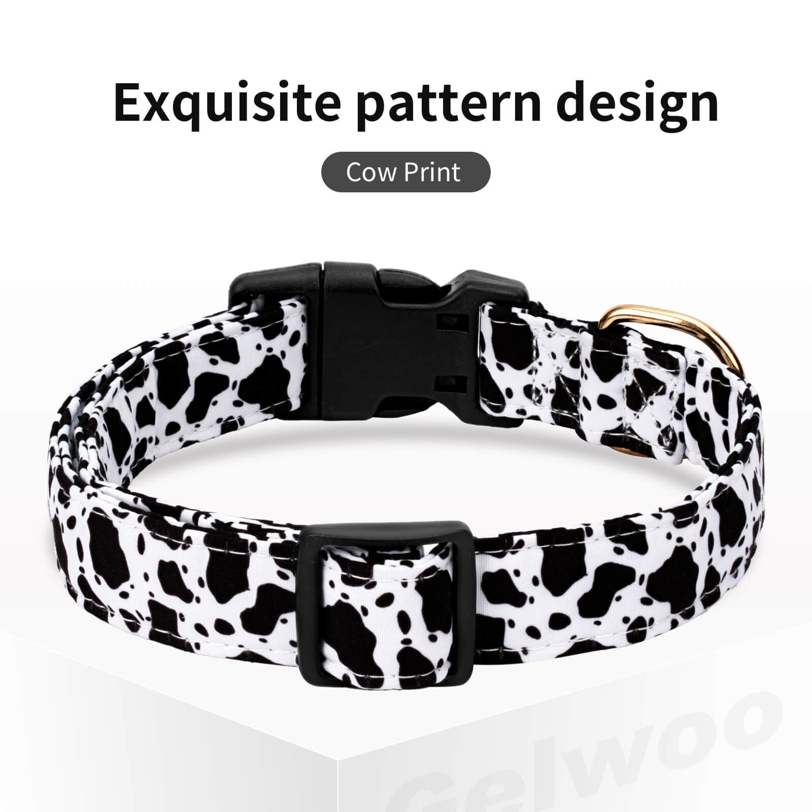 Gelwoo Cotton Dog Collar,Soft and Cute Puppy Collars with Crow Patterned Design for Girl Female Boy Dogs,Adjustable Buckle Pet C