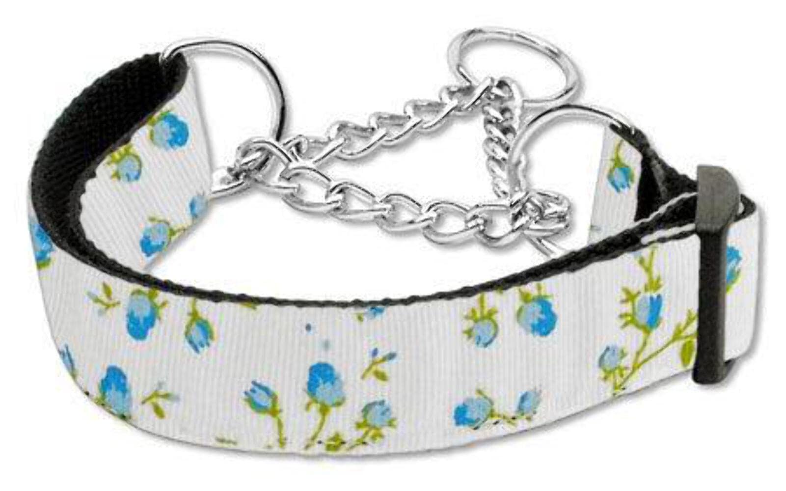 Mirage Pet Products Roses Nylon Ribbon Martingale Collar for Pets, Medium, Light Pink