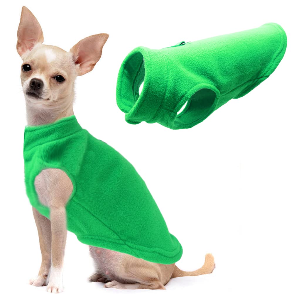 Dog Fleece Vest Soft Winter Jacket Sweater With D-Ring Leash Cold Weather Coat Hoodie For Small Medium Large Dogs Dark Green Sma