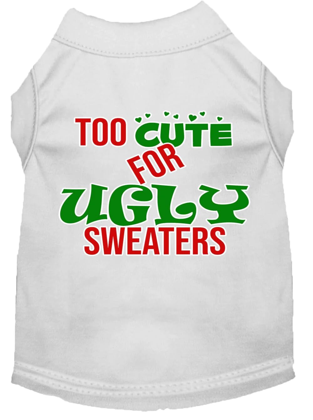 Christmas Pet Dog & Cat Shirt Screen Printed, Too Cute for Ugly Sweaters Light Pink SM (3-6 lbs.)
