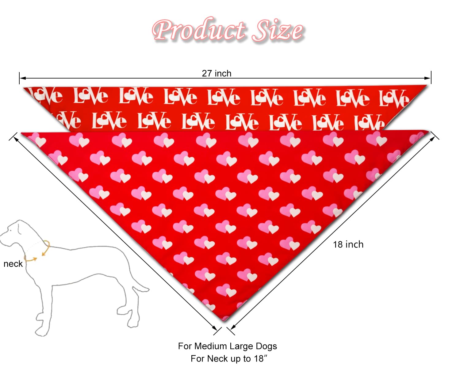 Cozyhaus Valentines Dog Bandanas,Love Pet Scarf For Boys And Girls,Heart Bandana For Weddings,Parties,And Holidays,Dog Outfit Gi