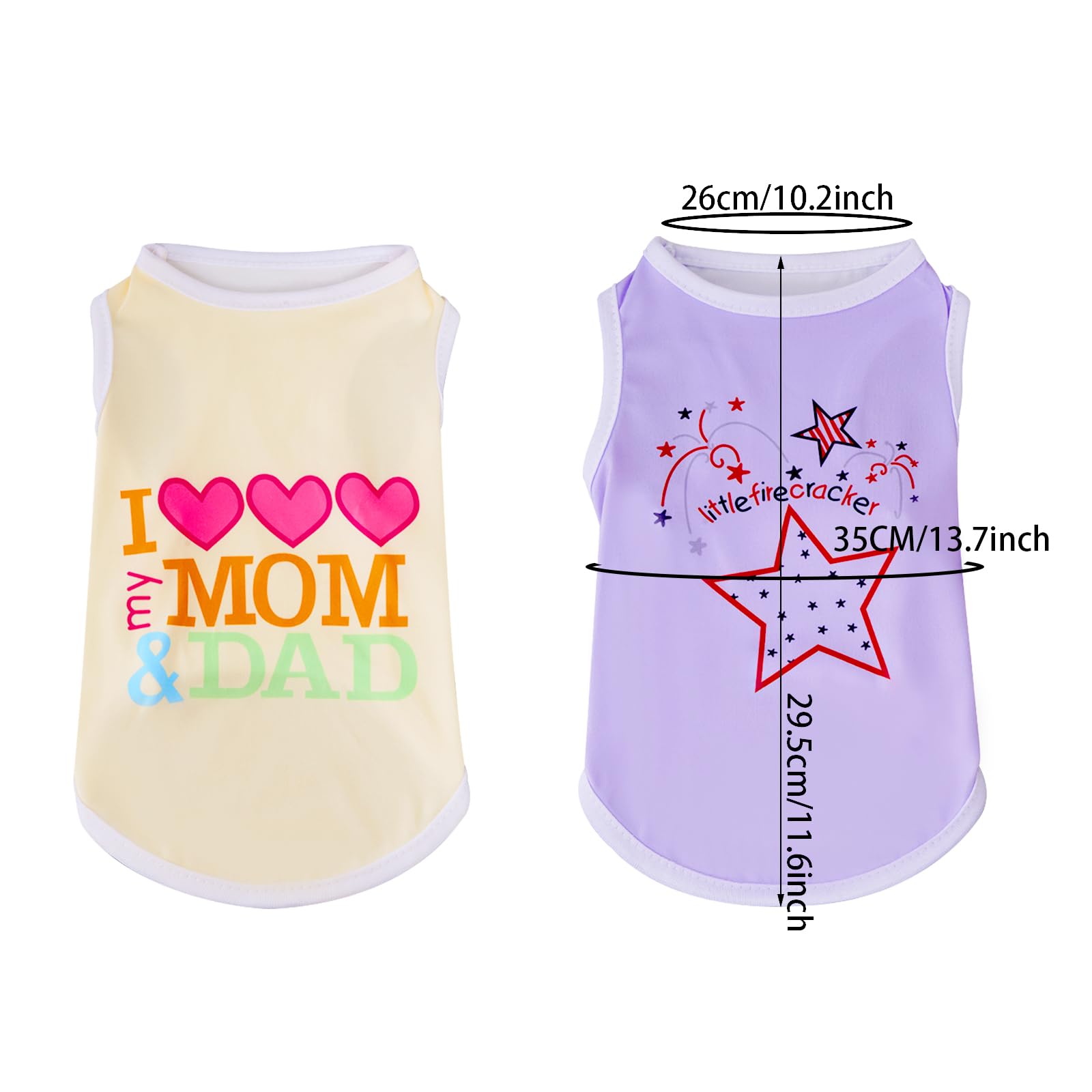 Choyaxo 4Pcs Dog Shirts Sleeveless Printed Pet Vest For Chiuahaha Small Dogs Kitten Spring Summer
