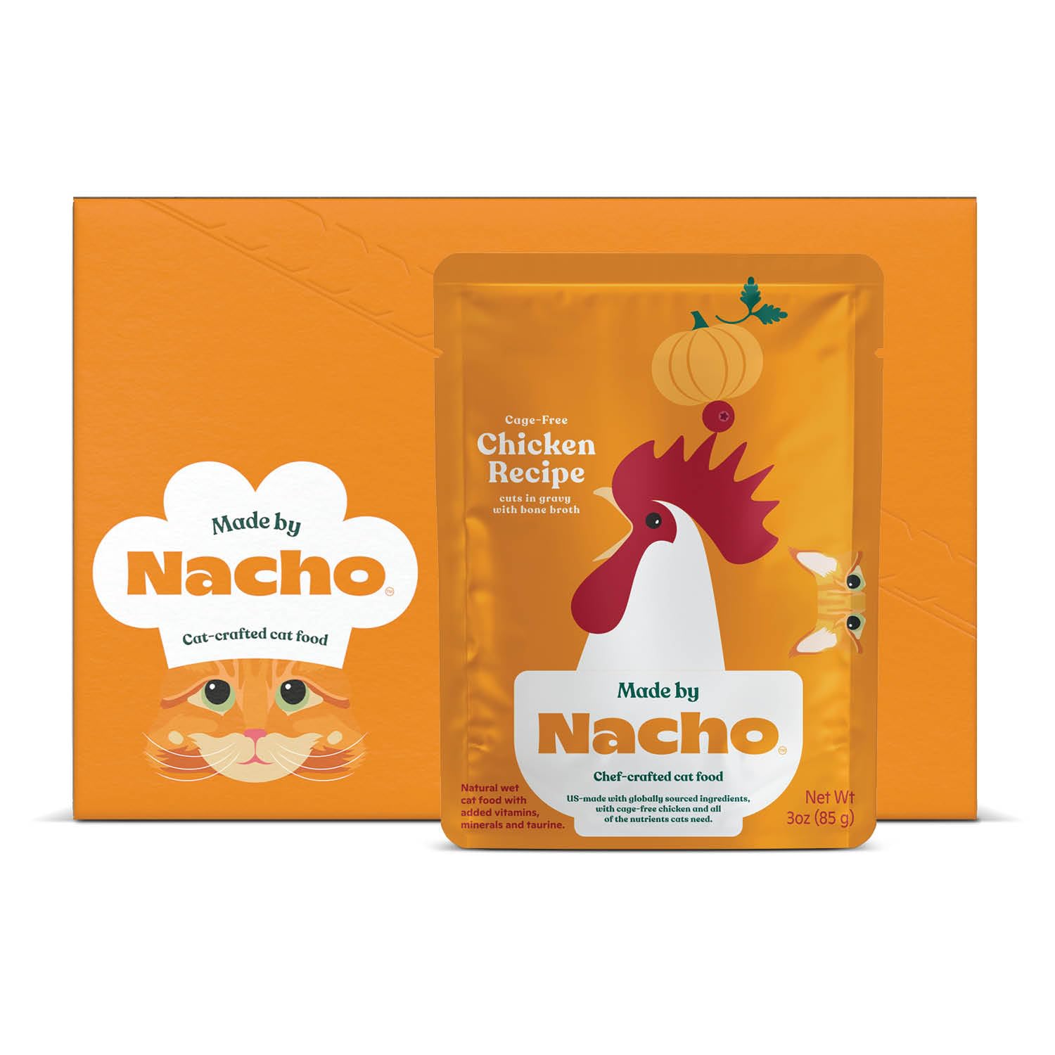 Made by Nacho Wet Cat Food, Cuts in Gravy, Limited Ingredients, Cage-Free Chicken Recipe with Bone Broth for Extra Hydration, (1