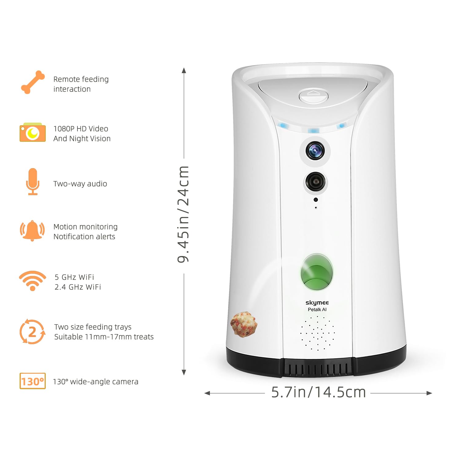 SKYMEE Petalk AI Dog Camera with 5G&2.4G WiFi, HD Video, Remote Treat Dispenser