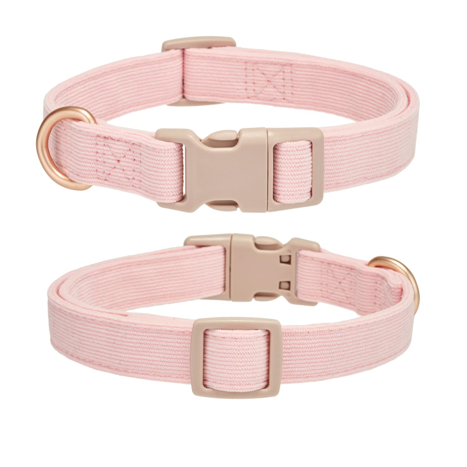 Yudote Soft Cotton Dog Collar Adjustable Corduroy Dog Collars For Small Medium Large Female Dogs(Pink,Medium)