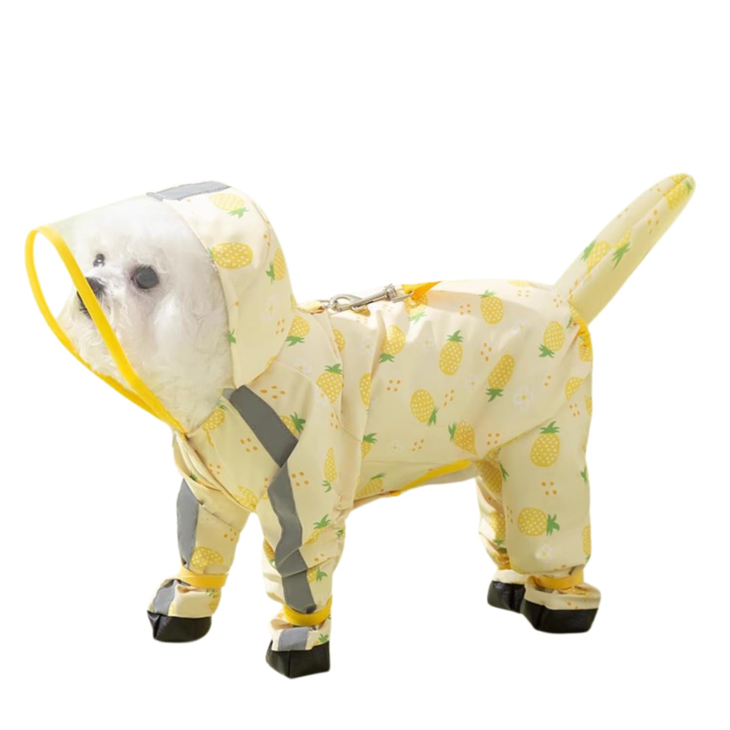 Harikaji Small Dog Raincoat, Tail Protect Feet Cover Waterproof Dog Rain Jacket Dog Rain Coat For Puppy Small Dogs(Pineapple,M)