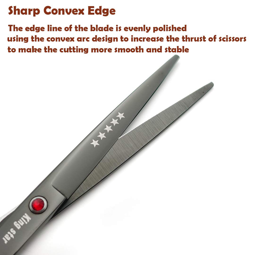 Kingstar 4pcs Pet Grooming Scissors Set - Titanium Black, Stainless Steel, Straight & Thinning & Curved, Model AM-A250