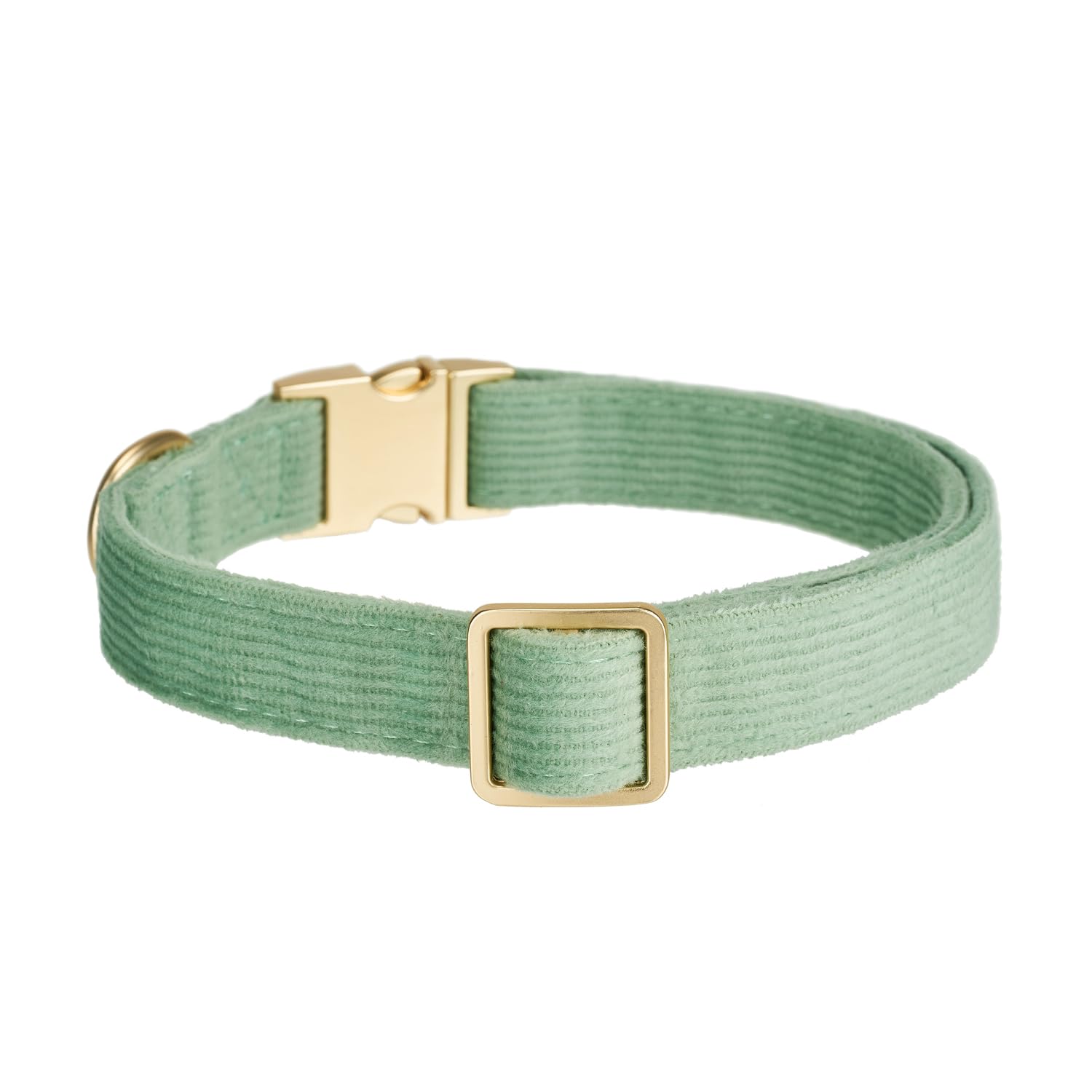YUDOTE Soft Cotton Dog Collar with Metal Buckle Adjustable Heavy Duty Comfy Corduroy Collars for Small Medium Large Dogs,Grass G