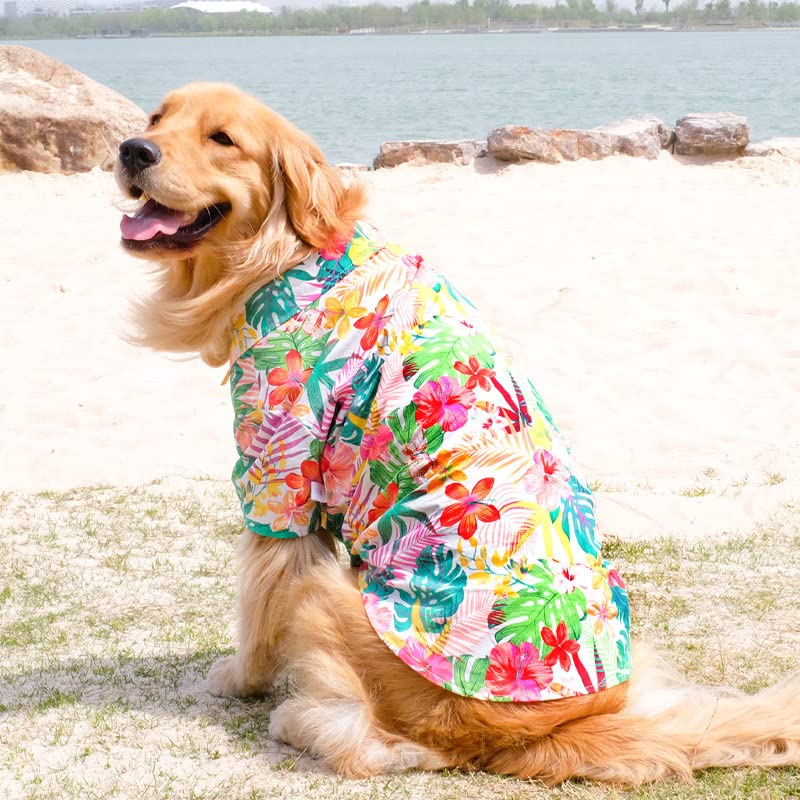 Harikaji Dog Hawaiian Shirt, Summer Pet Clothes Large Dog Cool Costume Beach T-Shirt For Medium Large Dog(Red,5Xl)