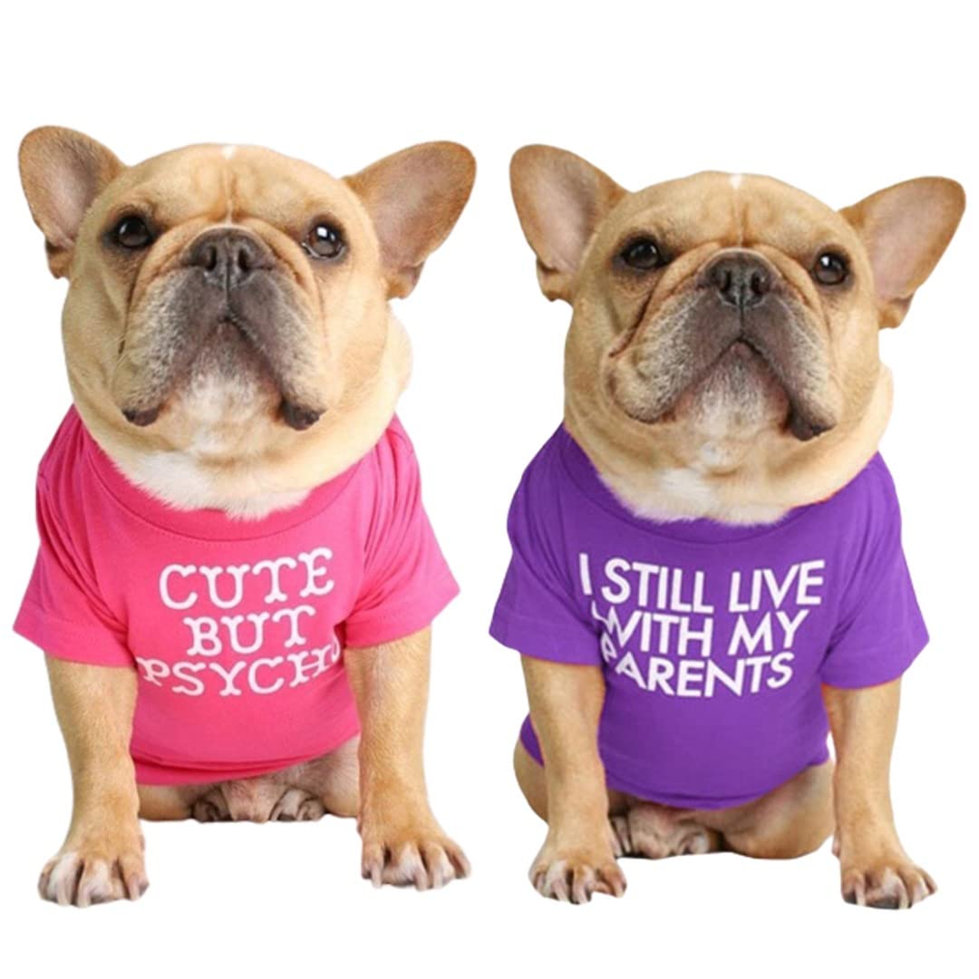Kutkut Combo Of 2 Pet Dog Breathable Stretchy Round Neck TShirt | Small Dogs Summer Soft Cotton Tshirt | French Bulldog Pug Shi