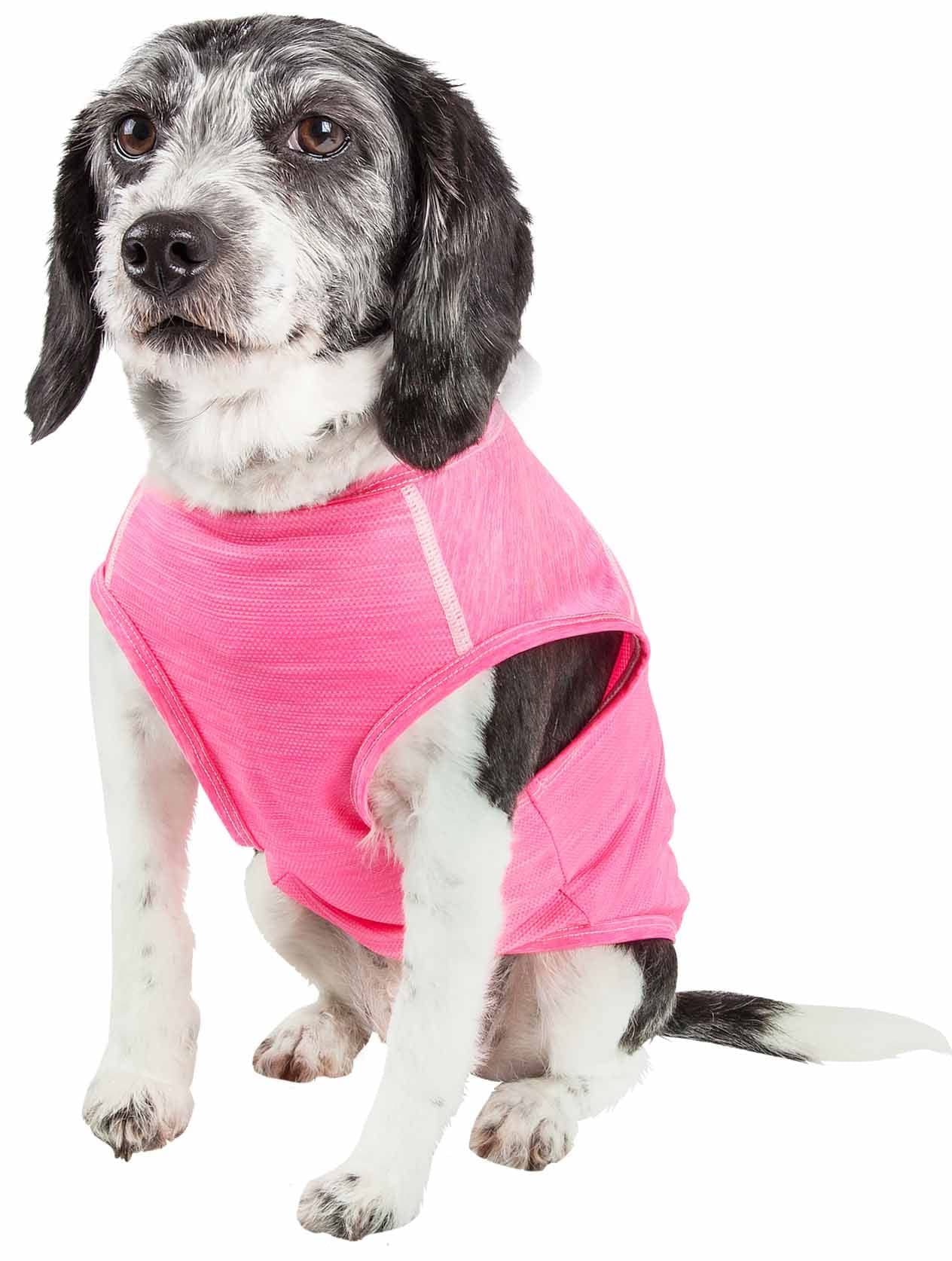 Pet Life Active 'Aero-Pawlse' Heathered Quick-Dry And 4-Way Stretch-Performance Dog Tank Top T-Shirt(D0102H7Lu7G.)