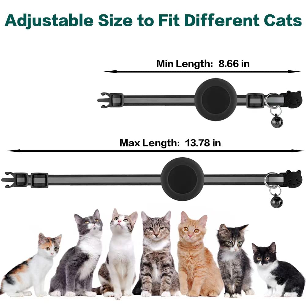 Airtag Cat Collar Breakaway, Reflective Kitten Collar With Apple Air Tag Holder And Bell For Girl Boy Cats, 0.4 Inches In Width And Lightweight (Red)