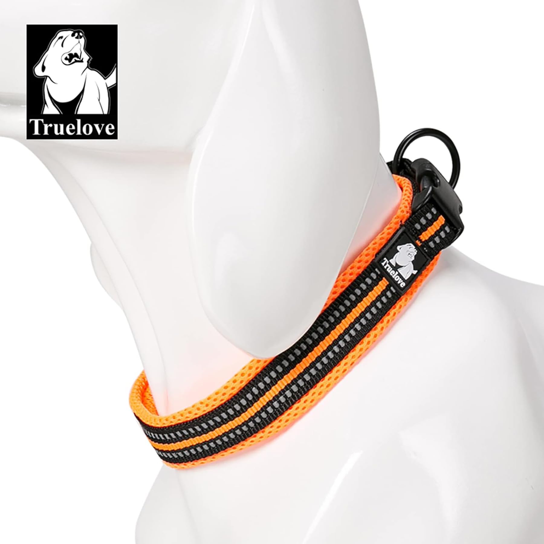 Truelove Dog Collar Reflective Premium Duraflex Buckle,High Grade Nylon Webbing No Choke Basic Collars Tlc5011(Orange,Xl)