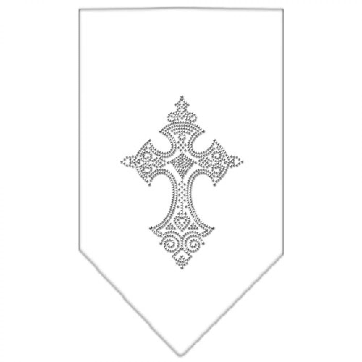 Mirage Pet Products Cross Rhinestone Bandana, Large, White